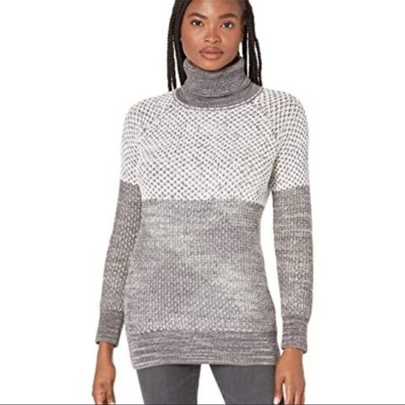 Prana Sweaters - Prana - grey and white, “Abelle” tunic sweater, M, open weave